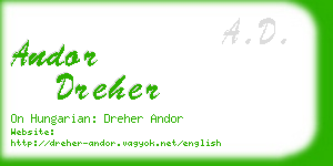 andor dreher business card